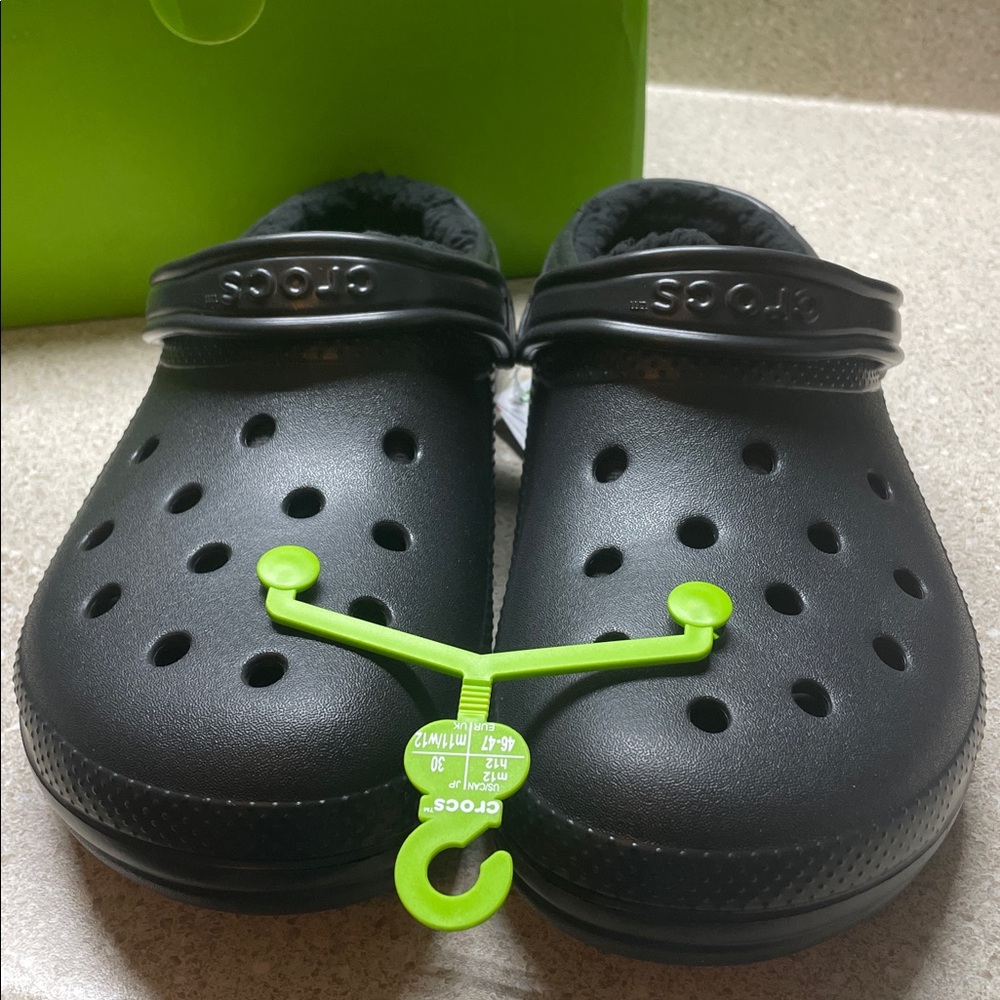 Lined Crocs in Black. Size 12 Men’s. New in Box